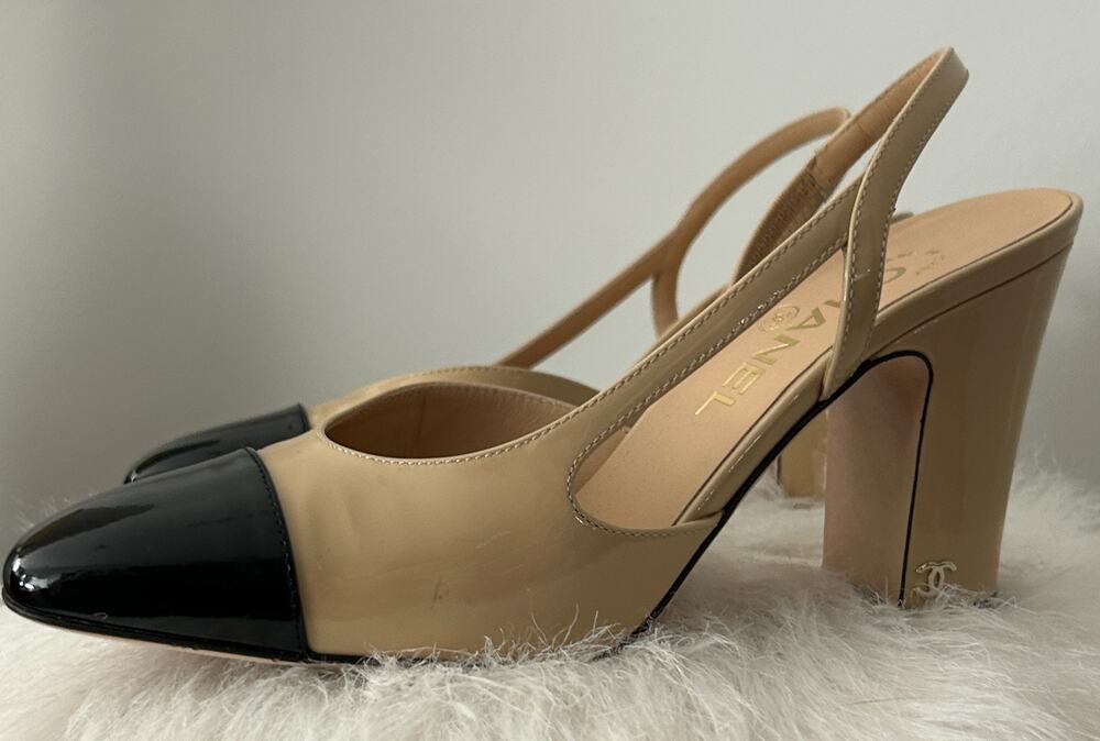 CHANEL Interlocking CC Logo 2025 Logo Womens Block Heel Size 37.5